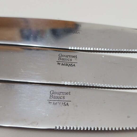 Mikasa Gourmet Halston Dinner Knives 9.5" set of 3 stainless steel knife vtg - Picture 9 of 9